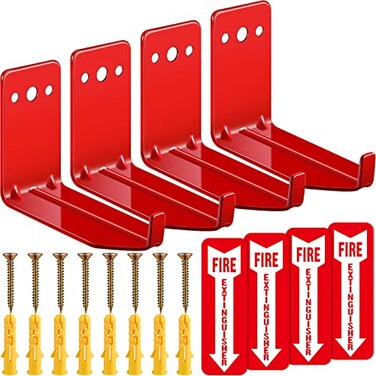 LEIFIDE Fire Extinguisher Holder for 540 lb Fire Extinguisher Wall Mount with Screws Gaskets Self Adhesive Safety Sticker Sign Wall Hook Universal4 Pcs