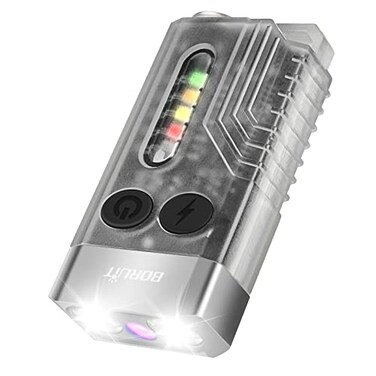 BORUIT V10 Small Powerful Flashlight with 365nm UV Black Light Super Bright USB C Rechargeable Led Keychain Flash Light with Cob Side Light Magnet