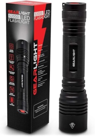 GearLight LED Flashlight High Lumens Tactical Flashlight Battery Powered Batteries Not Included Bright Handheld Flashlight for Camping Hunting Home Security Hiking Walking at Night Emergency Use