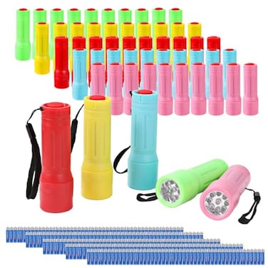 Hilngav 50 Pack 9LED Mini Flashlight Bulk Small Multicolor Flashlights with Lanyard Batteries Included for Hurricane Supplies Christmas Gifts Stocking Stuffer