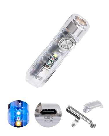RovyVon 4th USBC Aurora A8 EDC Flashlight 6500K LED Max 650 Lumen Momentary On Keychain Light with Magnetic ClipBase Lock Mode for Checking Outdoor365nmRedWhite