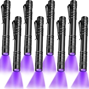 Honoson 8 Pieces UV Black Light Flashlight Small Blacklight Flashlights Pen Lights for Leak Pet Urine Hotel Inspection Dry Stain and Dye Detector 52 Inches Long