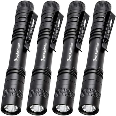 Pocketman 4 Pcs LED Penlight Flashlight Tactical Torch with Clip133 CM