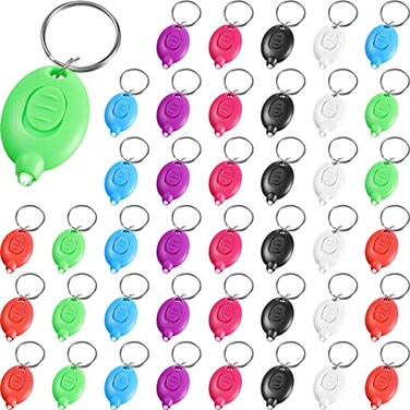 Hicarer 42 Pcs Mini Keychain LED Flashlight Badge Lights for Nurses Key Ring Light with White BeamMulti Color