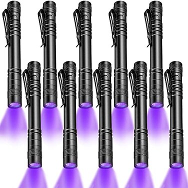 Honoson 10 Pieces UV Black Light Flashlight Small Blacklight Flashlights Pen Lights for Leak Pet Urine Hotel Inspection Dry Stain and Dye Detector 52 Inches Long