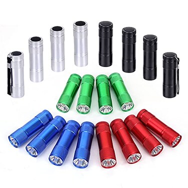 FASTPRO 20Pack 100 Lumen Super Bright Aluminum LED Flashlights Set with AAA Dry Batteries Included and PreInstalled