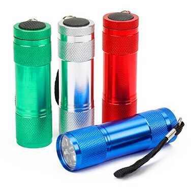 FASTPRO 4Pack Aluminum LED Flashlights Set with AAA Dry Batteries Included and PreInstalled