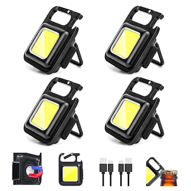 MAKDAK COB Rechargeable Keychain Flashlight 4Pack High Lumen Super Bright LED Work Light with MagnetClipBottle Opener for Dog WalkingCar Repair EmergencyCampingEDC