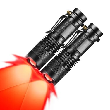 RaySoar 2 Pack Red Light Flashlight Red LDE Red Flashlight Night Vision Torch for Astronomy Night Observation and Outdoor Activities2 PCS