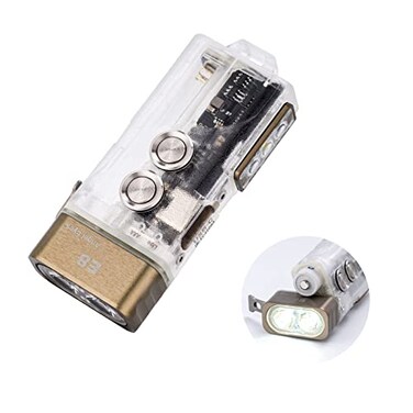 RovyVon Angel Eyes E8 Keychain Flashlight 6500K 700 Lumens AAA Battery Compatible USB C Rechargeable EDC Flashlight 365nm BlacklightRedWhite