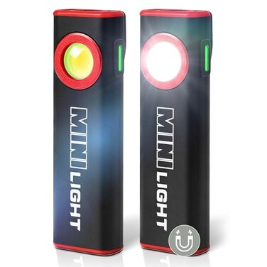 lexall 2 Pack Flashlight1200 Lumens Mini Magnetic Flat EDC Flashlight with Clip 1200mAh Rechargeable Portable UltraLight Bright Waterproof Pocket Light for Working Camping Repairing Emergencies