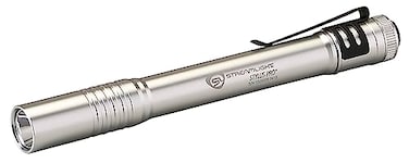 Streamlight 66121 Stylus Pro 100Lumen White LED Pen Light for Inspectors Law Enforcement and Everyday Use with 2 AAA Alkaline Batteries Silver