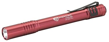 Streamlight 66120 Stylus Pro 100Lumen White LED Pen Light for Inspectors Law Enforcement and Everyday Use with 2 AAA Alkaline Batteries Red
