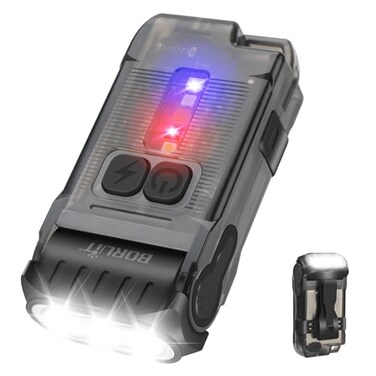 BORUIT V15 LED Small Powerful EDC Flashlight with Warm White Red LightBright 1200LM USB C Rechargeable 10 Modes Mini Pocket Keychain Flash Light with ClipIP67 Waterproof80Head SwivelsTail Magnet