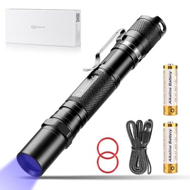 LIGHTFE Blacklight 395nm UV Flashlight UV301APlus with SSC UV LED Pure Beam for UV Glue Curing Light Rock and Mineral Fluorescent Glowing Pet Urine Detector Light AC Leak Detector