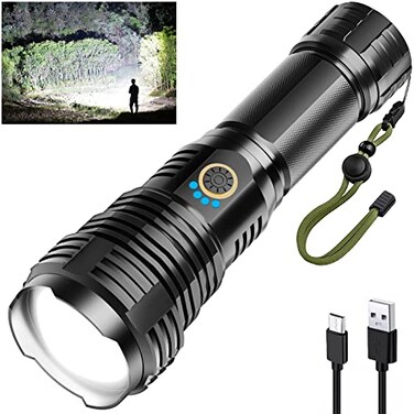 Sinvimes Rechargeable Flashlights High Lumens 12000LLED Powerful Super Bright Flash Light 5 Mode Zoomable Tactical Flashlights High Powered Waterproof Linternas Emergencies Lights for Home