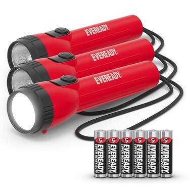 EVEREADY LED Flashlights 3Pack Bright Flashlights for Emergencies and Camping Gear Power Outage Flash Light AA Batteries Included