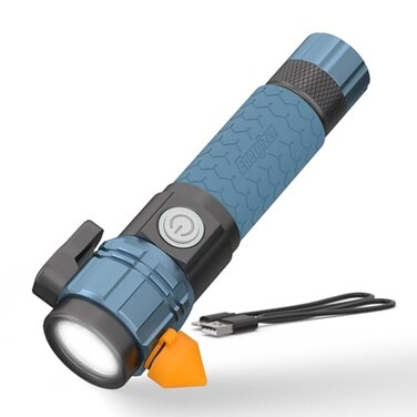 Energizer A500 Rechargeable Flashlight Auto Safety Seat Belt Cutter and Glass Breaker IPX4 Water Resistant Battery and USB Cable Included