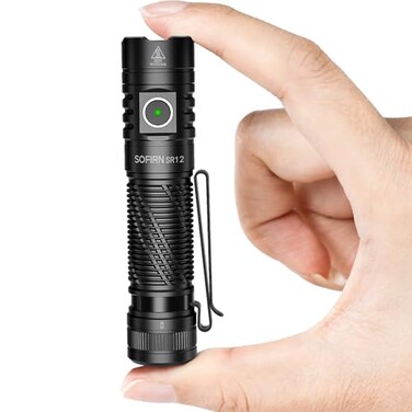 CSTEBOKE Pocket Flashlight Rechargeable LED Light Sofirn SR12 Small Flashlights Powerful Bright EDC Light 1300ft Long Throw Magnetic Flashlight High Lumens IP68 Waterproof Simple UI Compact for Outdoo