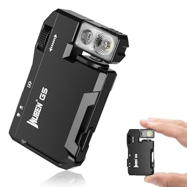 WUBEN G5 Rechargeable EDC Flashlight 400 Lumens Dual Light Sources Mini Flashlight with RGB Light Portable Flat Pocket Flashlights Magnetic Keychain Flashlight for Outdoor Home Emergencies Black