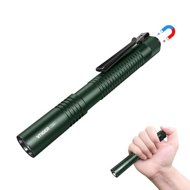 VTIGER T2A Compact EDC Flashlight1500 High Lumens AA Rechargeable LED Flashlight Super Bright Small Tactical Tail Switch Pocket Flash Light with Magnet for CampingHikingOutdoorHomeEmergency