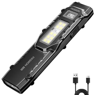 PASIION EDC Tactical Flashlight1500 Lumen Flat Flashlights RechargeableDualSwitches LED Small Flashlight with Digital DisplayStainless Steel 8 Modes Pocket Flash light for Home Campingand Emergency Us