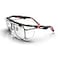 DEX FIT Safety Glasses Over Eyeglasses SG210 AntiFog Scratch Resistant Z871 Adjustable Temples Side Shields UV Protection Clear Lens PPE for Men Women Black Red 1 PC