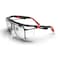DEX FIT Safety Glasses Over Eyeglasses SG210 AntiFog Scratch Resistant Z871 Adjustable Temples Side Shields UV Protection Clear Lens PPE for Men Women Black Red 1 PC