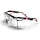 DEX FIT Safety Glasses Over Eyeglasses SG210 AntiFog Scratch Resistant Z871 Adjustable Temples Side Shields UV Protection Clear Lens PPE for Men Women Black Red 1 PC
