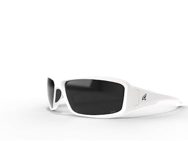 EDGE Brazeau WrapAround Safety Glasses AntiScratch NonSlip UV 400 Military Grade ANSIISEA MCEPS Compliant 504 Wide White FrameSmoke Lens