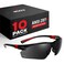 NoCry Work and Sports Safety Sunglasses with Green Tinted Scratch Resistant WrapAround Lenses and NoSlip Grips UV 400 Protection Adjustable Black Red Frames 10 pack