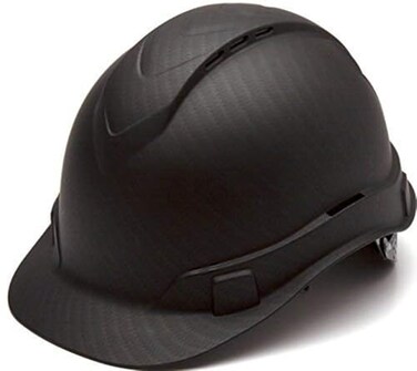 PYRAMEX Ridgeline Cap Style Hard Hat Vented 4Point Ratchet Suspension Black Graphite Pattern