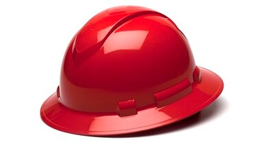 Ridgeline Pyramex Full Brim Hard Hat 4 Point Ratchet Red