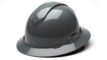Ridgeline Pyramex Full Brim Hard Hat 4 Point Ratchet Slate Gray Vented