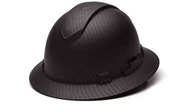 Ridgeline Pyramex Full Brim Hard Hat 4 Point Ratchet Vented Matte Black Graphite Pattern