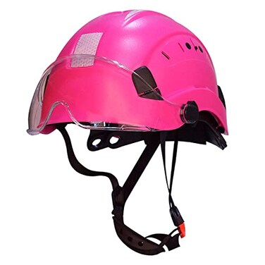 AFUTO Pink Hard Hats for Women Lightweight 6Point Suspension ANSI Z891 Approved ABS Hardhats Goggles with Reflective Decals for Construction Industrial Work Pink 01