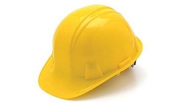 Pyramex Cap Style 4 Point Ratchet Suspension Hard Hat with Rain Trough Comfortable Low Profile Design Yellow