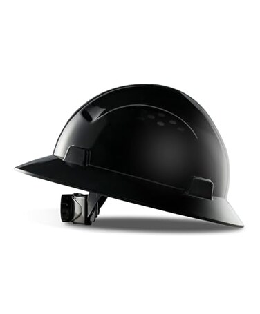 PACIFIC PPE Full Brim Hard Hat OSHA Construction Safety Helmet to ANSI Z89 4 Point Adjustable Ratchet Suspension Class E G C Black