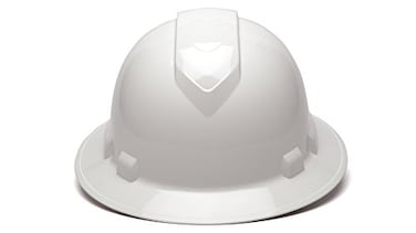 Ridgeline Pyramex Full Brim Hard Hat 4 Point Ratchet White