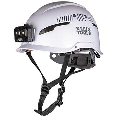 Klein Tools 60526 Safety Helmet Type2 Safety Helmet with Rechargeable Headlamp Vented Class C White