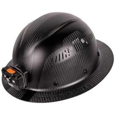 Klein Tools 60512 Hard Hat K12 Series Carbon Fiber Full Brim Rechargeable Headlamp Vented Class C Type 1 Titan