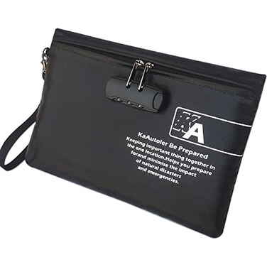 KaAutoler Fireproof Money Bag with Lock Fireproof and Waterproof Cash Bag with Zipper Closure Fireproof Money Pouch Locking Accessories Pouch for Cash 1175