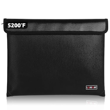 LOJGOAY Fireproof Document Bag with 5200F Heat Insulated Waterproof Fireproof Bag with Zipper 8 Layers of Functional Materials Fireproof Money Bag for CashDocumentsValuables Fire Bag 139x106