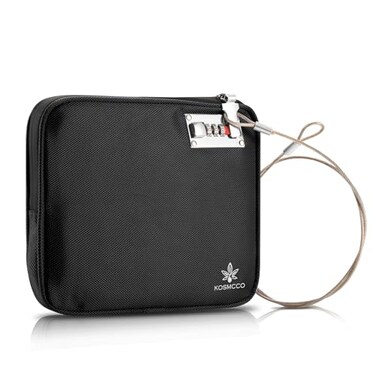 KOSMCCO AntiTheft Locking Beach Bag 9x75inch Portable Beach Safe for Securing Your Valuables and Phone Black