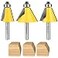 Exqutoo 3 Piece Chamfer Router Bit Set Kit 14 Shank 15 225 30 Degree Cutting Angle 1 Cutting Length
