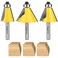 Exqutoo 3 Piece Chamfer Router Bit Set Kit 14 Shank 15 225 30 Degree Cutting Angle 1 Cutting Length