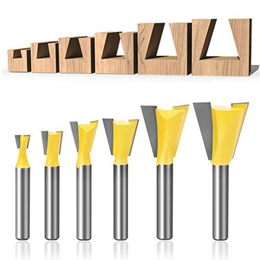 Meihejia 14 Inch Shank Dovetail Router Bit Set 6 Sizes