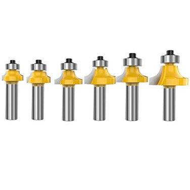 ROOCBIT 12 Inch Shank RoundOver Router Bits Corner Rounding EdgeForming Roundover Beading Router Bit Set 18 14 316 716 38 12 Radius 6 Pcs by