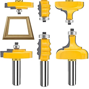 TAIWAIN-BRAND TAIWAIN Router Bit Set 12 Inch Shank 3 PCS Frame Wood Milling CutterRail Stile Woodworking Miter Carbide CNC Cutting Router Bits Sets Tool for Cabinet Drawer Door Surfacing G1G