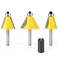 MEIGGTOOL 3Pcs Chamfer Router Bit Set 14Inch Shank Round Nose Cutting Angle 15 225 30 Degree 1 Inch Cutting Length